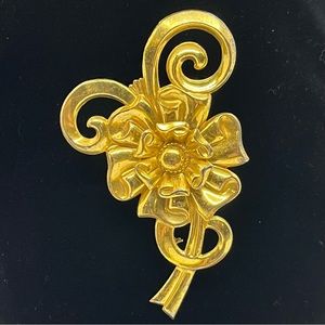 Silverman Brothers SB Sterling Gilded Art Deco Flower Brooch Vintage